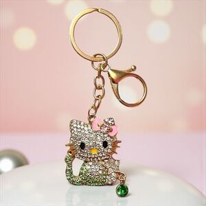 Green And Clear Crystal Hello Kitty Scorpion Keychain Bag Charm